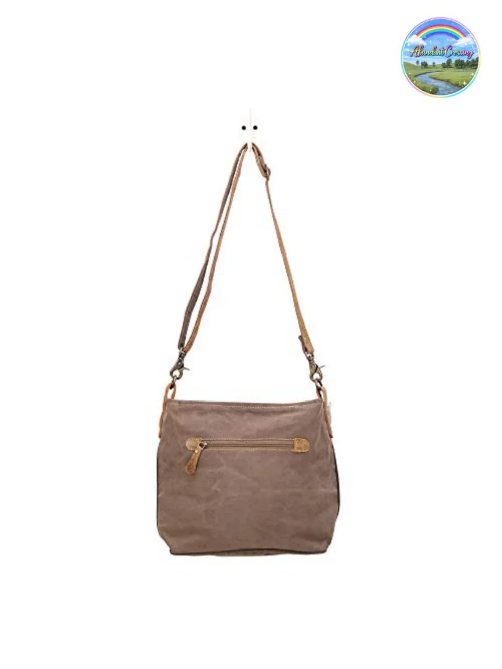 Genuine Leather Canvas Floral Sunflower Shoulder Bag Handmade Satchel